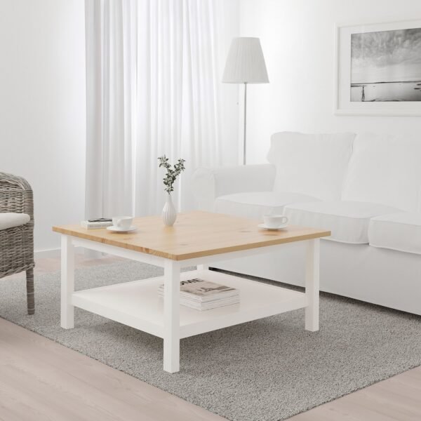 Coffee table white stainlight brown 90x90 cm